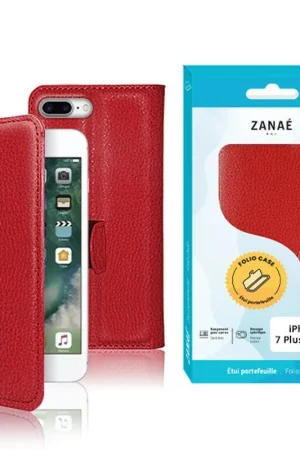 Vente Directe Etui Portefeuille Zanae Rouge pour iPhone 7 Plus/8 Plus