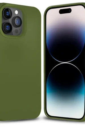Coverzs Coque silicone solide iPhone 14 Pro Max (vert armée) Expédition Rapide