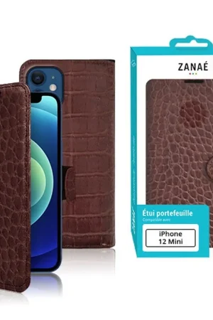 Bon Plan Étui Zanae Croco Chocolat pour iPhone 12 Mini
