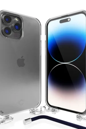Dernière Chance Coverzs Coque transparente avec cordon iPhone 14 Pro Max (bleu foncé)