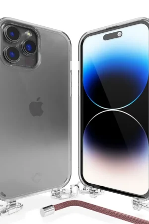 Solde Coverzs Coque transparente avec cordon iPhone 14 Pro Max (rose)