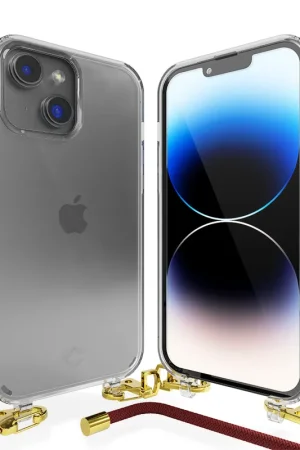 Commander Vite Coverzs Coque transparente avec cordon iPhone 14 (rouge foncé)
