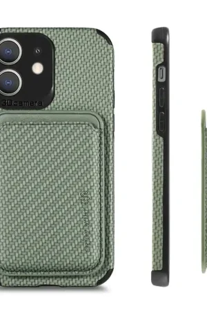 Coverzs Coque tressée porte-cartes MagSafe iPhone 12 (vert) Certifié