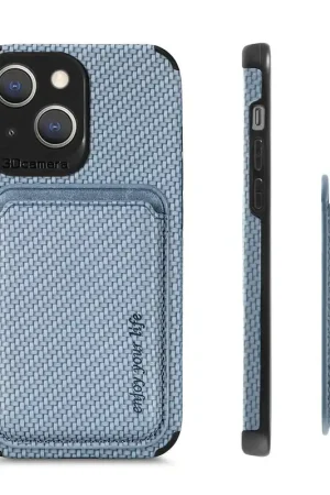Paiement Sécurisé Coverzs Coque tressée porte-cartes MagSafe iPhone 13 (bleu)