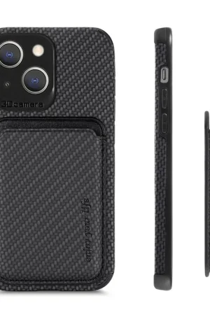 Coverzs Coque tressée porte-cartes MagSafe iPhone 13 (noir) Promotion Saisonnière