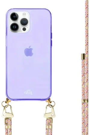 xoxo Wildhearts Coque violette avec cordon Rainbow Vibes - iPhone 15 Pro Max Meilleure Vente