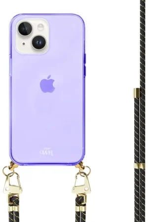 xoxo Wildhearts Coque violette avec Gold Goddess cordon - iPhone 14 Petit Prix
