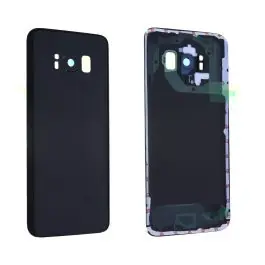 Vitre arrière avec vitre cache caméra sans logo Samsung Galaxy S8 (G950F) Noir Meilleure Vente