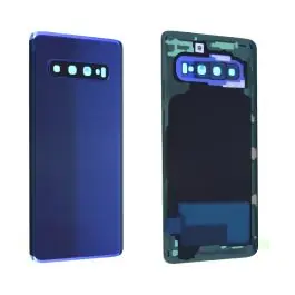 Vente Flash Vitre arrière avec vitre cache caméra sans logo Samsung Galaxy S10 (G973F) Bleu Prisme