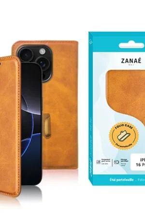 Portefeuille Zanae Columbia Moutarde pour iPhone 16 Pro Max Haute Qualité
