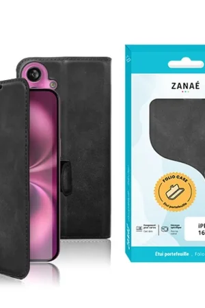 Portefeuille Zanae Columbia pour iPhone 16 Plus Noir Must-Have