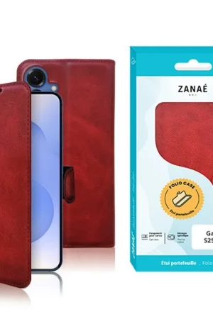 Portefeuille Zanae Columbia pour Galaxy S25 Plus Rouge Expédition Rapide