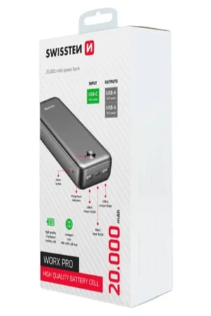 Acheter En Ligne Power Bank Worx Pro Swissten 20000 mAh Noir
