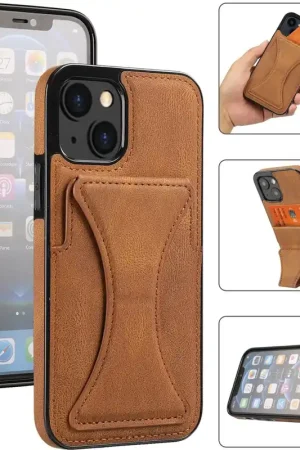 Produit De Marque ShieldCase Étui cuir iPhone 13 Mini support porte-cartes (marron)