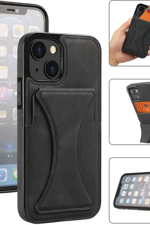 Petit Prix ShieldCase Étui cuir iPhone 13 Mini support porte-cartes (noir)