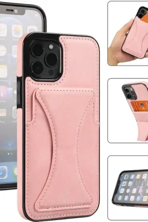Commander Maintenant ShieldCase Étui cuir iPhone 13 Pro Max support porte-cartes (rose)