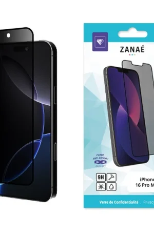 Verre de confidentialité pour iPhone 16 Pro Max Noir Seulement Aujourd’hui