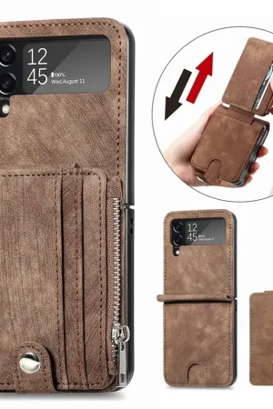 ShieldCase Étui portefeuille détachable Samsung Galaxy Z Flip 4 (Marron) Dernière Chance