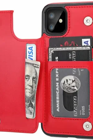 ShieldCase Étui portefeuille iPhone 11 (rouge) Haute Qualité