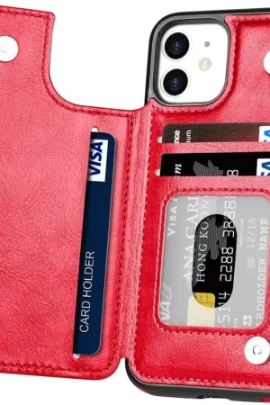 Satisfait Ou Remboursé ShieldCase Étui portefeuille iPhone 12 (rouge)