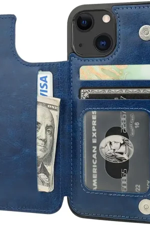 Commander Maintenant ShieldCase Étui portefeuille iPhone 13 (bleu)