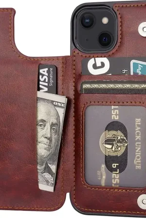 ShieldCase Étui portefeuille iPhone 13 (marron) Expédié Aujourd’hui