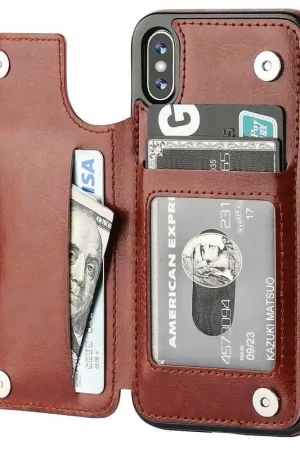 Marque ShieldCase Étui portefeuille iPhone X / Xs (marron)