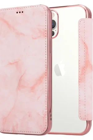 Haute Qualité ShieldCase Étui portefeuille à rabat marbre iPhone 12 Pro (rose)