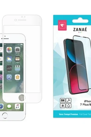 Verre trempé Full Cover iPhone 7 Plus/8 Plus Blanc Commander Maintenant