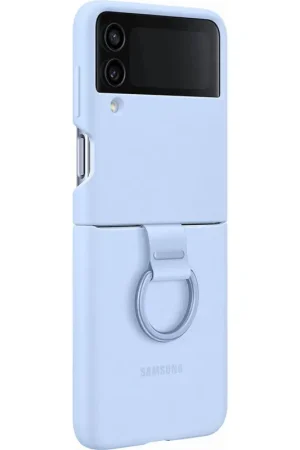 Coque avec anneau G Z Flip 4 Silicone bleue claire Samsung Meilleur Prix