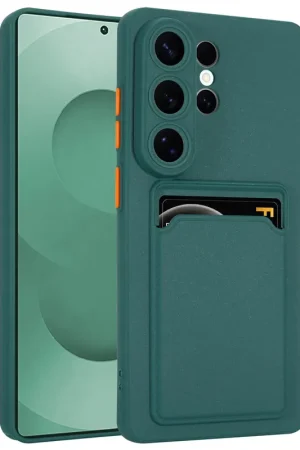 Nouvelle Collection ShieldCase Samsung Galaxy S26 Ultra Coque porte cartes en silicone (vert foncé)