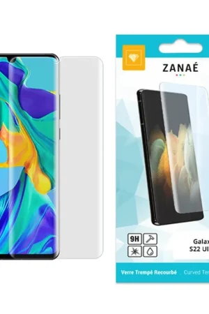 Verre trempé recourbé Galaxy S22 Ultra noir Vente Directe