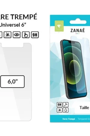Verre trempé universel 6" transparent Paiement Sécurisé