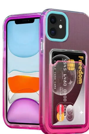 ShieldCase Coque iPhone 11 porte-cartes colorée (turquoise/rose) Nouvelle Collection