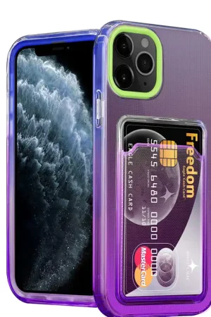 Vente Flash ShieldCase Coque iPhone 11 Pro porte-cartes coloré (vert/violet)