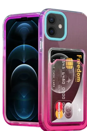 ShieldCase Coque iPhone 12 porte-cartes colorée (turquoise/rose) Meilleur Prix