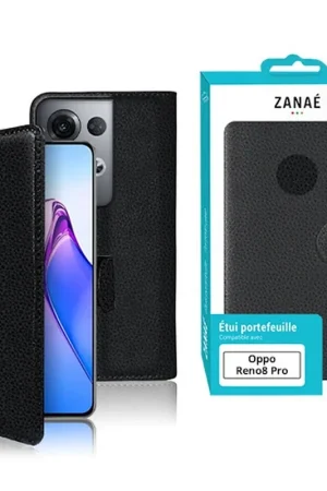 Zanae Wallet pour Oppo Reno8 Pro Noir Meilleur Prix