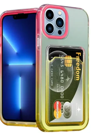 ShieldCase Coque iPhone 13 Pro Max porte-cartes coloré (rose/jaune) Must-Have