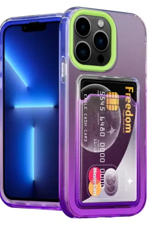 ShieldCase Coque iPhone 13 Pro porte-cartes coloré (vert/violet) Expédié Aujourd’hui