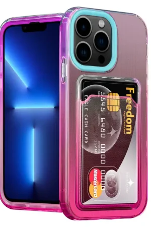 ShieldCase Coque iPhone 13 Pro porte-cartes colorée (turquoise/rose) Livraison Gratuite