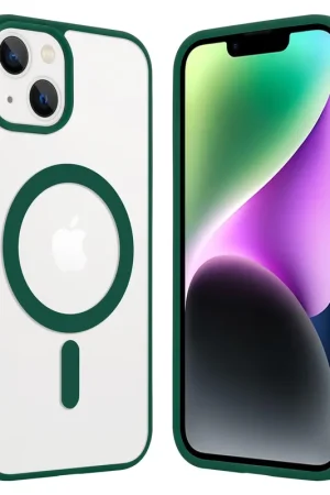 ShieldCase Coque Transparente iPhone 14 Magsafe avec bords colorés (vert) Nouvelle Collection