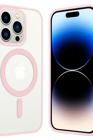 Meilleur Choix ShieldCase Coque Transparente iPhone 14 Pro Magsafe avec bords colorés (rose)