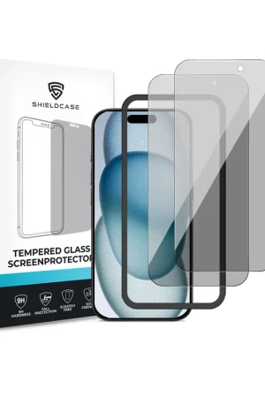 Livraison Express ShieldCase iPhone 15 Plus Tempered Glass Basic Privacy protecteur d'écran avec applicateur (2-Pack)