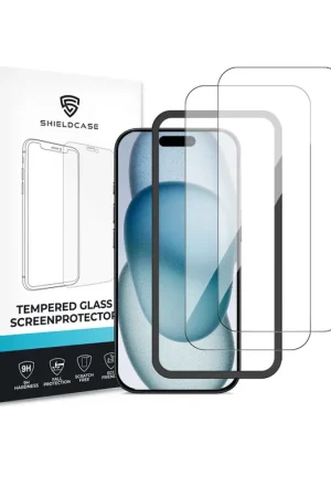 Livraison Gratuite ShieldCase iPhone 15 Plus Tempered Glass Basic protecteur d'écran avec applicateur (2-Pack)