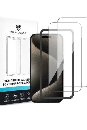 Solde ShieldCase iPhone 15 Pro Tempered Glass Basic protecteur d'écran avec applicateur (2-Pack)