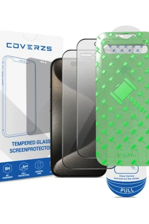 Coverzs iPhone 15 Pro Tempered Glass Privacy protecteur d'écran avec cadre (2-Pack) Vente Directe