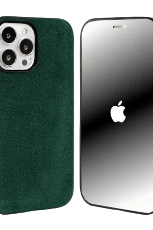 Remise Coverzs Coque iPhone 15 Pro Max Alcantara & TPU MagSafe (vert foncé)