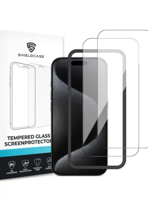 Dernier Modèle ShieldCase iPhone 15 Pro Max Tempered Glass Basic protecteur d'écran (2-Pack)