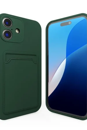 ShieldCase iPhone 16 coque en silicone porte carte (vert foncé) Super Prix
