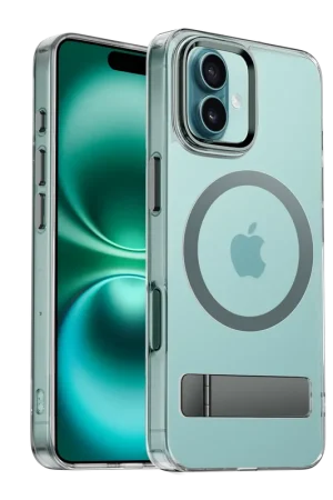 Populaire Coverzs iPhone 16 MagSafe hardcase avec debout (gris)
